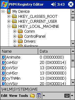 PHM REGISTRY EDITOR