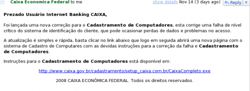 GOLPE USANDO O NOME DA CAIXA ECONOMICA FEDERAL