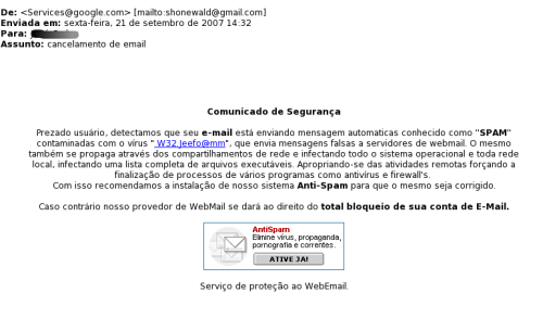 CANCELAMENTO DE EMAIL