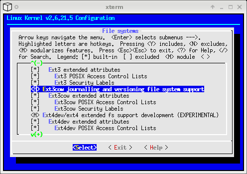 TELA DE CONFIG DO KERNEL