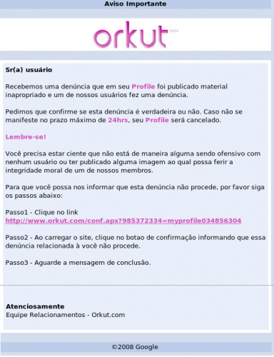 ORKUT GOLPE