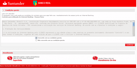Tela 1 do Golpe usando o nome do Santander