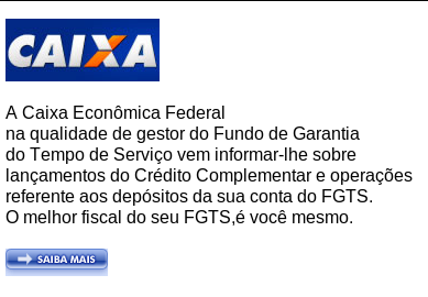 Tela principal do email FGTS